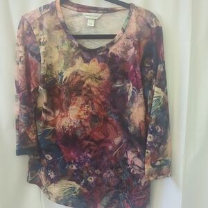 Christopher & Banks Vibrant Floral Long Sleeve Top Size Large
